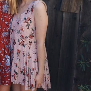 Pink floral print dress